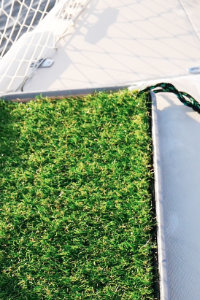 grass on boat for dogs